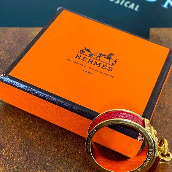 💯AUTHENTIC HERMES KELLY CADENA MOTIF SCARF RING W/BOX - SIZE 9.5 - Picture 5 of 14